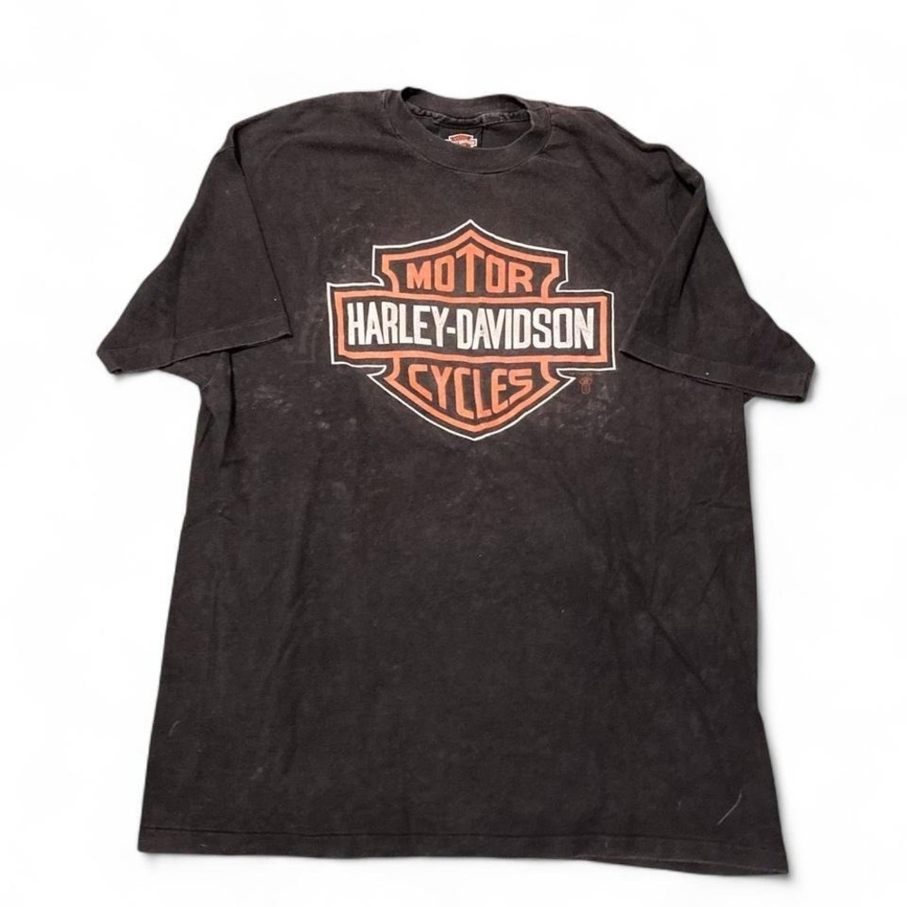 Harley Davidson vintage 91' emblem tee single stitch thrashed faded XL/22.75